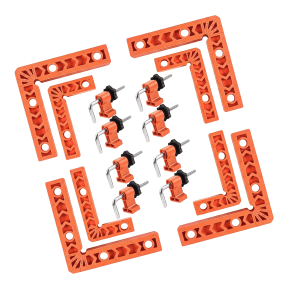 8PCS Corner Clamps for Woodworking, 3" & 4" ABS 90 Degree Right Angle Clamping Squares with Adjustable Clamps