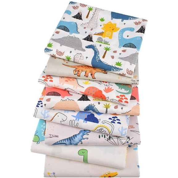 8PCS Cotton Fabric Squares 20" x 20" Fat Quarter Fabric Bundles Craft Fabric for Patchwork Sewing Quilting Crafting DIY (Dinosaurs)
