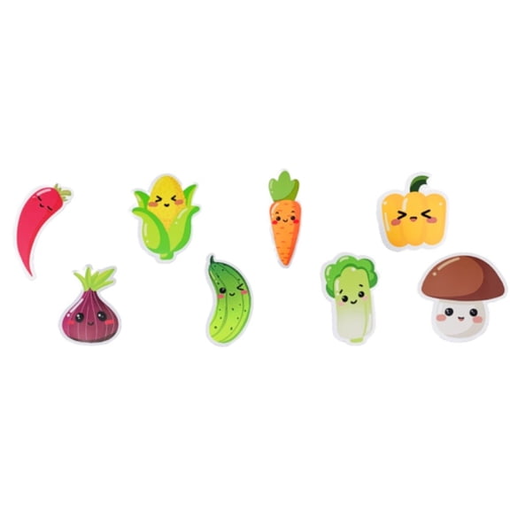 8PCS Cute Fruit Vegetable Magnetic Fridge Stickers 3D Design & Colors