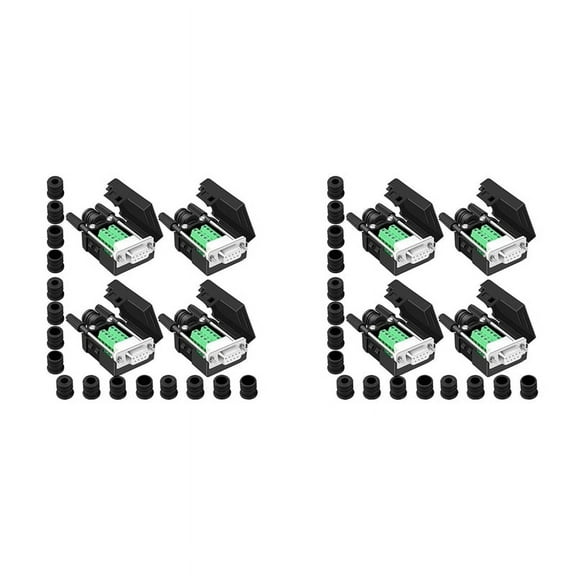 8PCS DB9 Female Breakout Connector,DB9 Solderless RS232 D-SUB Serial to 9-Pin Port Terminal Adapter Connector