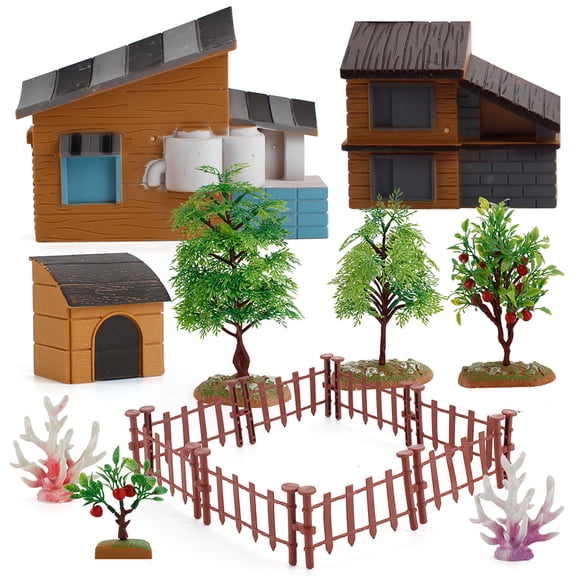8PCS DIY Micro Village Garden Landscape Toys House Home Decor