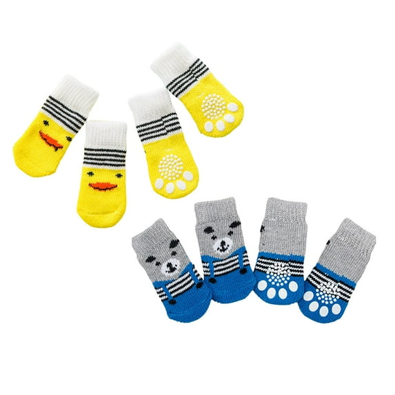 8PCS Dog Socks Teddy Three Doll Scratch Socks Four Sets Of Dog Shoes Pet Socks Indoor Puppy Cat Pet Protection