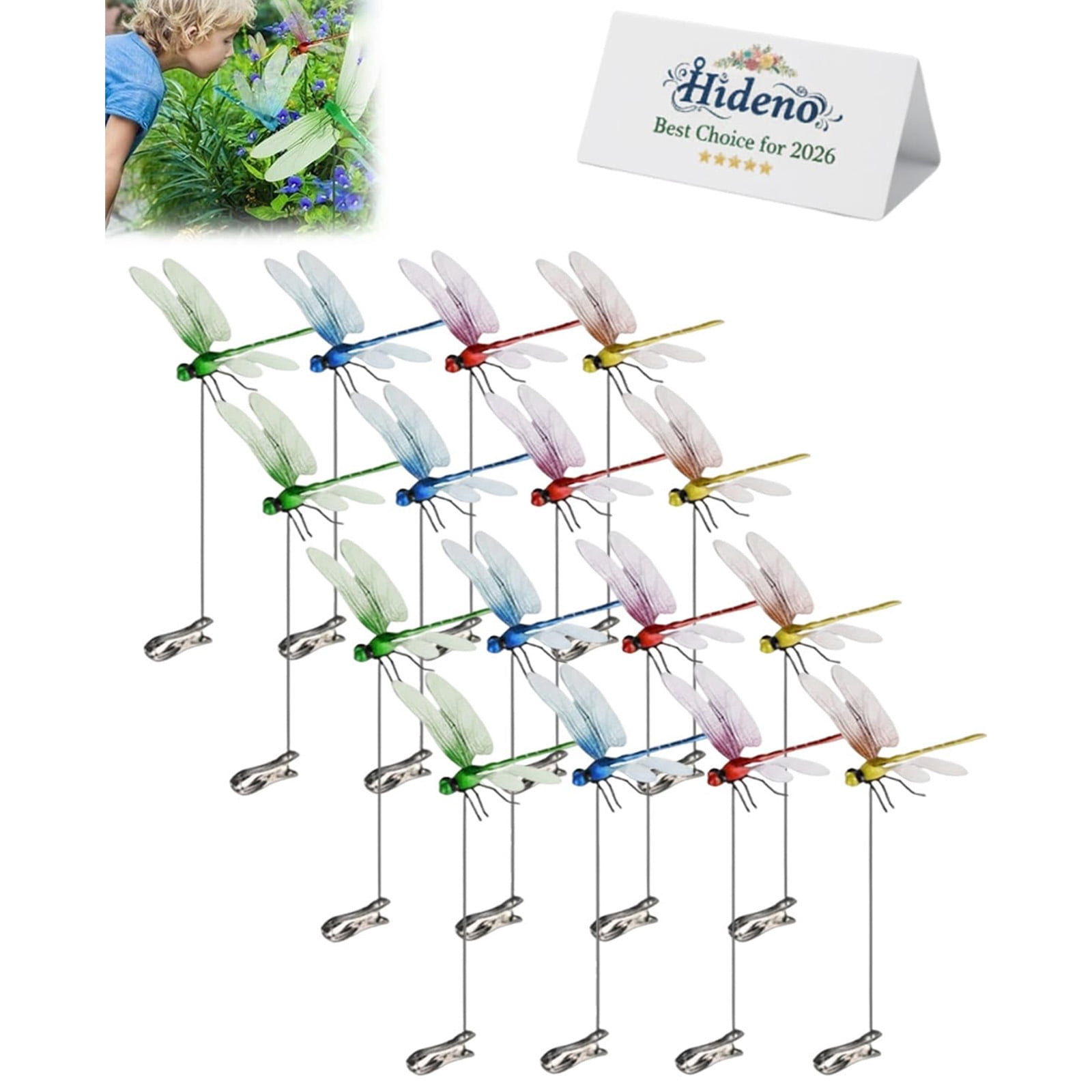 8PCS Dragonfly Clip Bug Repellent 9.8in Plastic Dragonfly Clips Outdoor Garden Stakes Patio Lawn Yard Flying Insect Decor Set