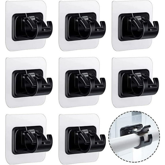 8PCS No Drill Curtain Rod Brackets No Drilling Self Adhesive Curtain Rod Holder Hooks Nail Free Curtain Rod Hooks Curtain Hangers for Bathroom Kitchen Home Bathroom and Hotel