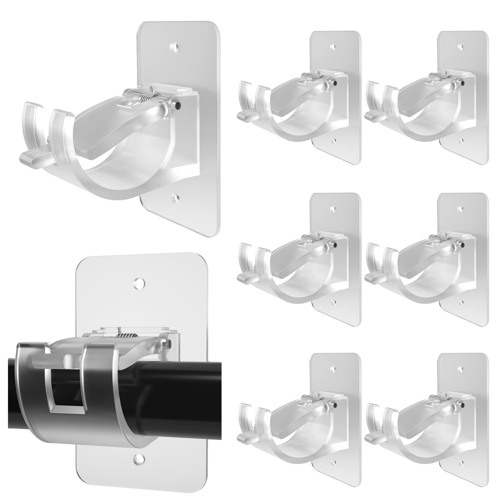 8 PCS No Drill Curtain Rod Brackets Upgraded Curtain Rod No Drilling