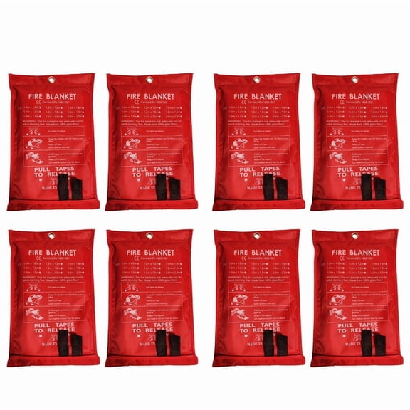 8PCS Emergency Fire Blanket, Fire Blanket, Fire Suppression Blanket for Kitchen, Grill, Fireplace (39.4Inch X 39.4Inch),8X Fire Suppression Blanket,Photo Color