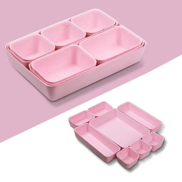 8PCS Felt Drawer Organizer Tray Set, Desk Drawer Storage Dividers, Space-saving Storage for Home Office, Jewelry, Snacks, Pink