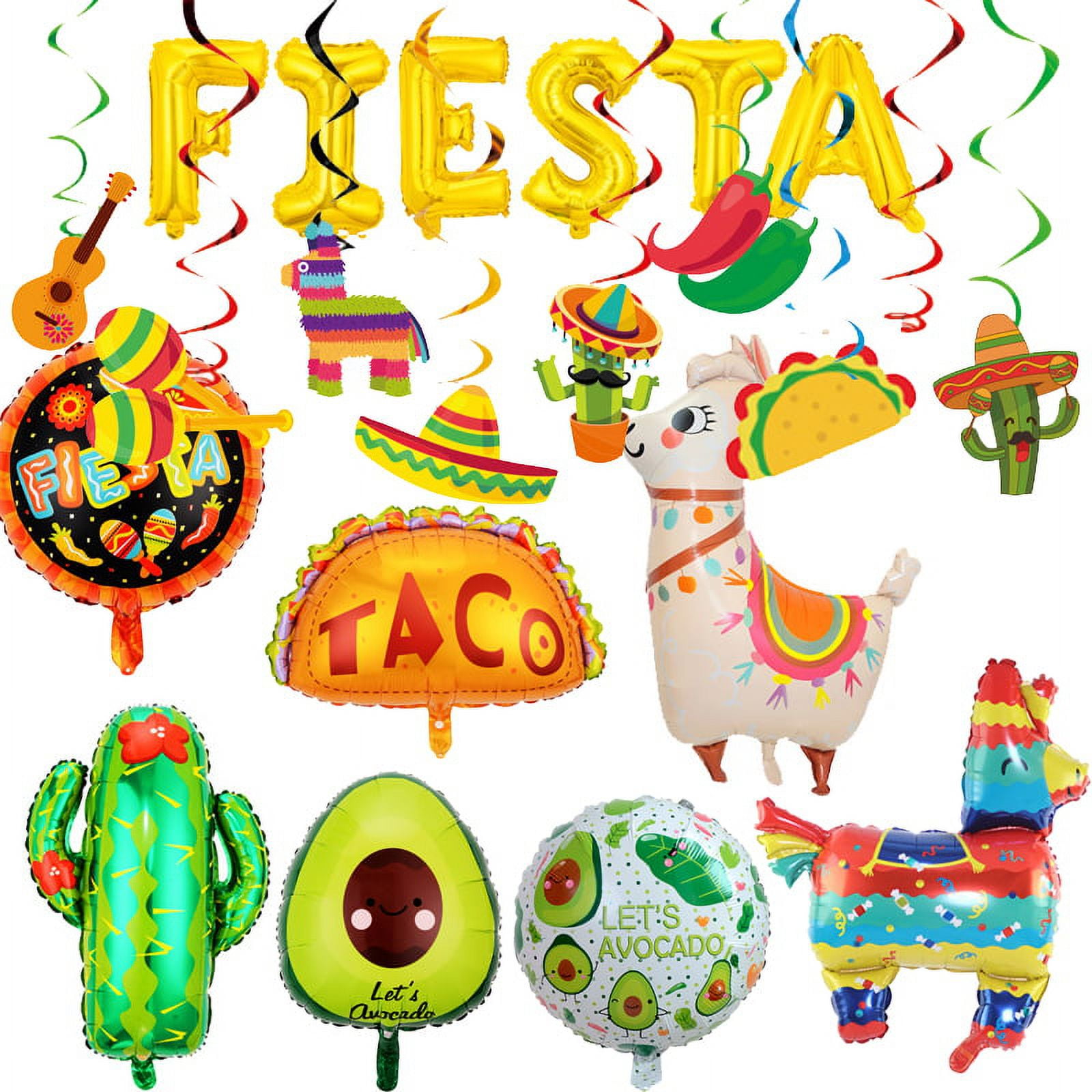 Cinco de Mayo Decor, 43pcs Fiesta Party Supplies Decorations, Mexican Party Decoration Pack Colorful Tissue Pom Poms, Hanging Paper Fans and Banner
