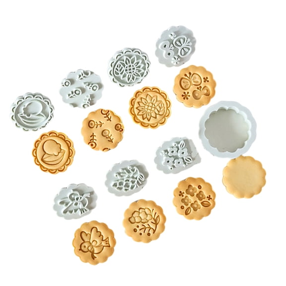 8PCS Flower Shape Cookie Molds Manual Press Cake Moulds Convenient Biscuit Dessert Making Tool for Baking Enthusiasts