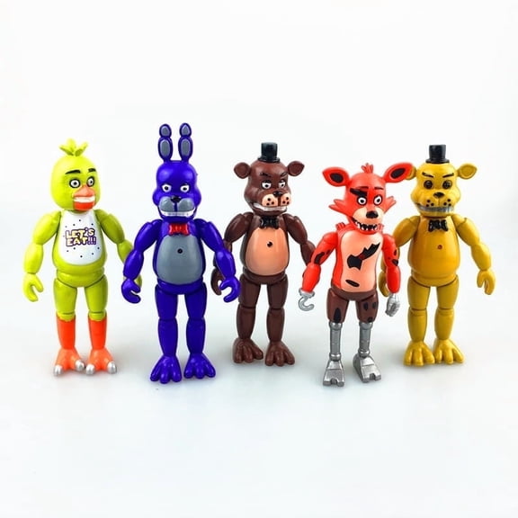 5PCS Freddy's Action Figures 6" Light-Up Collectible Toys with Movable Joints for Home & Office Decor