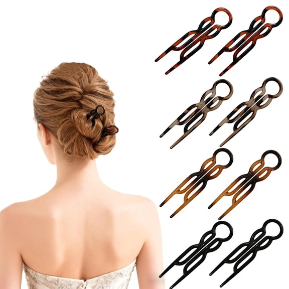 8PCS French Hair Pin for Women,Bobby Hair Pins for Thin Thick Hair U-shaped Magic Grip Hairpins Strong Durable Pins For Fine,Thick & Long Hair,Styling Accessories (Multicolor)