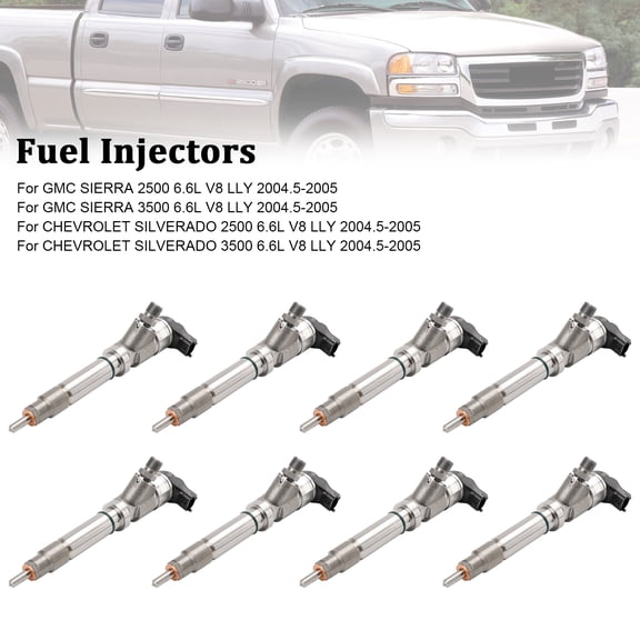 8PCS Fuel Injector 0986435504 Fit for GMC Fit for Chevy 6.6L Duramax LLY 2004.5-2005