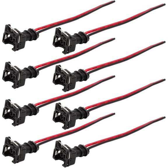 8PCS Fuel Injector Accessory Connector Fuel Injector Connector EV1 OBD1 Plug Wire Harness Pigtail Wiring Clip