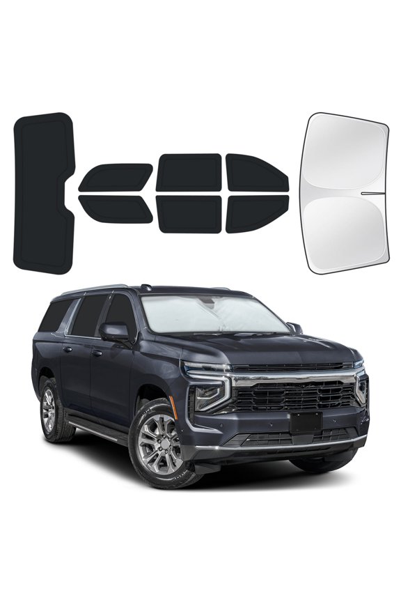 8PCS Full Car Window Shades for Chevrolet Suburban 2021-2026, Custom-Fit Privacy Shades for Front, Side & Rear Windows, Heat-Blocking Window Covers for Camping, Travel & Daily Use