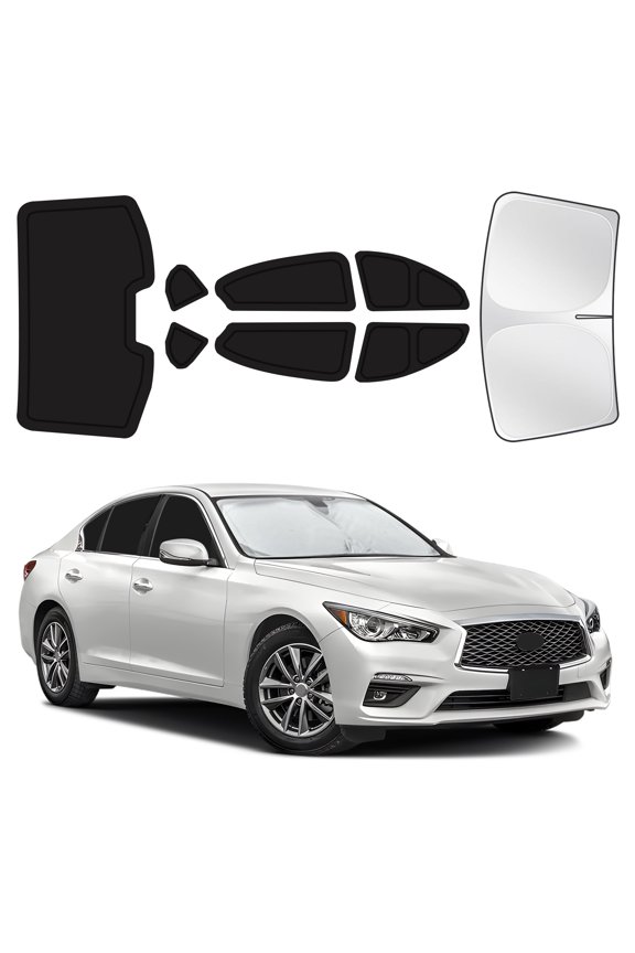 8PCS Full Car Window Shades for Infiniti Q50L 2014-2024, Custom-Fit Privacy Shades for Front, Side & Rear Windows, Heat-Blocking Window Covers for Camping, Travel & Daily Use