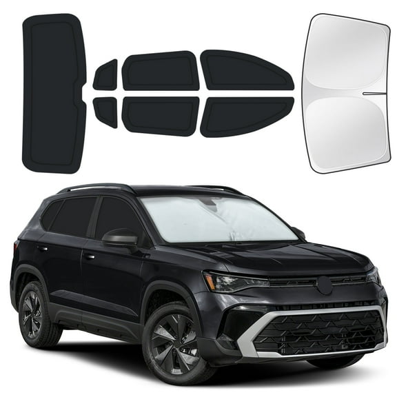 8PCS Full Car Window Sunshade Set for Volkswagen Taos 2022-2026, Custom-Fit Privacy Shades for Front, Side & Rear Windows, Heat-Blocking Window Covers for Camping, Travel & Daily Use
