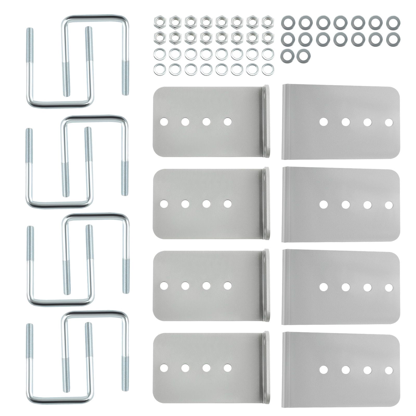 8PCS Galvanized L-Type Boat Trailer Bunk Brackets Set for 3x3 Inch Crossmembers, 0.25" Heavy Duty Steel Marine Grade Bunk Support Kit with U-Bolts and Hardware, SKU 74236547