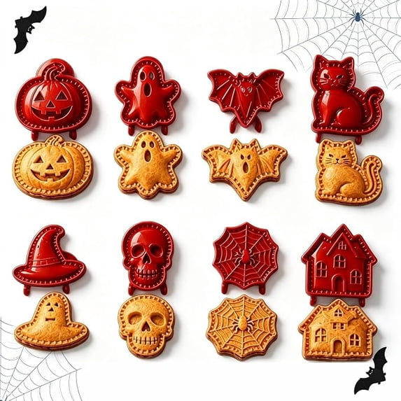 8PCS Halloween Mini Hand Pie Mold Cookie Cutter Baking Tool for Treats Reusable Baking Mold for Cookies and Pies Cute Halloween Shape Cookie Cutter Tool for DIY Treats Holiday Kitchen Supplies