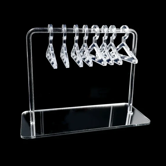 8PCS Hangers Clear Acrylic Jewelry Display Rack Earring Hanging Clothes Stand Storage Jewellry Shopwindow Manager Displays Racks silver