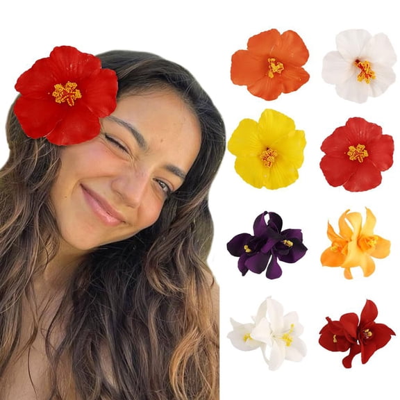 8PCS Hawaiian Flower Hair Clips, Hair Accessories for Women, Hawaii Parties, Beach Vacations, Summer Vacation ,Luau Celebrations