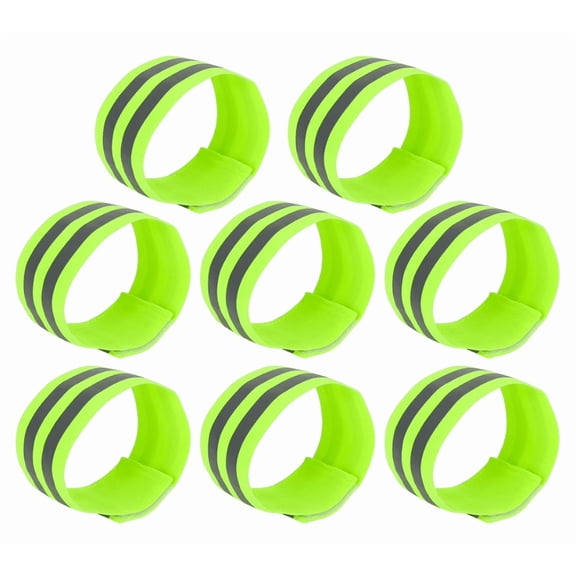 8PCS High Visibility Armbands, Elasticated Ankle Bands Hi Vis Reflective Running Armbands Wristbands Slap Armbands Reflector Strips Safety Bands For Running Walking Cycling Jogging Nigh Outdoor Safet