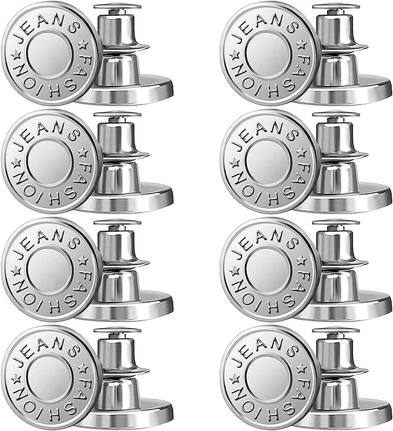8PCS Jean Button No Sew Instant Button 17mm Detachable Reusable Jean