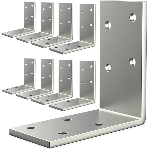 (8PCS) L Brackets Heavy Duty 90 Degree Angle Galvanized Corner Brace Iron