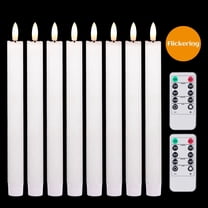 Lasumora Flameless Taper Candles with Remote and Timer, Battery Operated Real Wax White 8PCS LED Candles for Dinner Wedding Holiday Decor