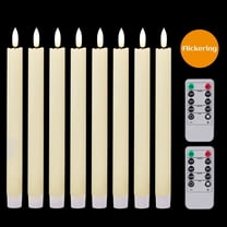Lasumora Flameless Taper Candles with Timer and Remote, 8PCS Real Wax Battery Operated Ivory Candles for Wedding Window Home Decoration