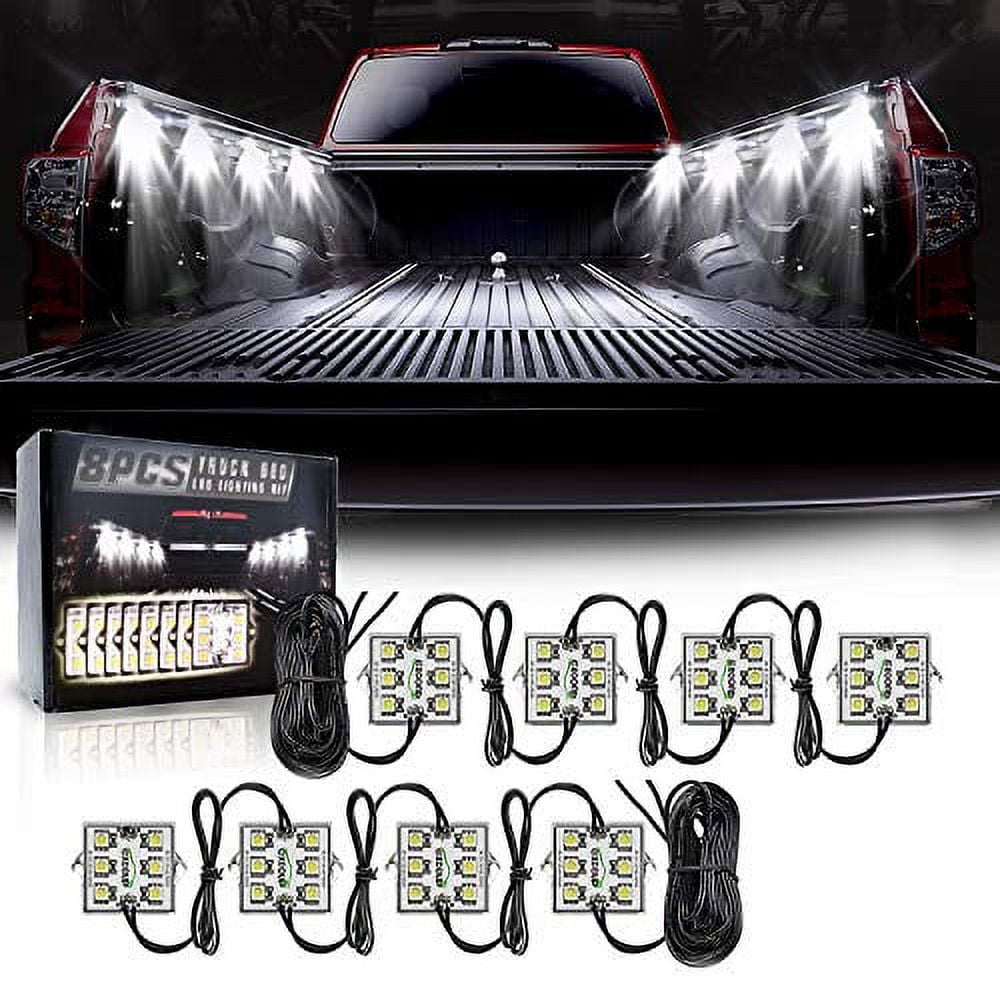 White LED Truck Bed Light Kit with Switch, 48 LEDs, 8 PCS
