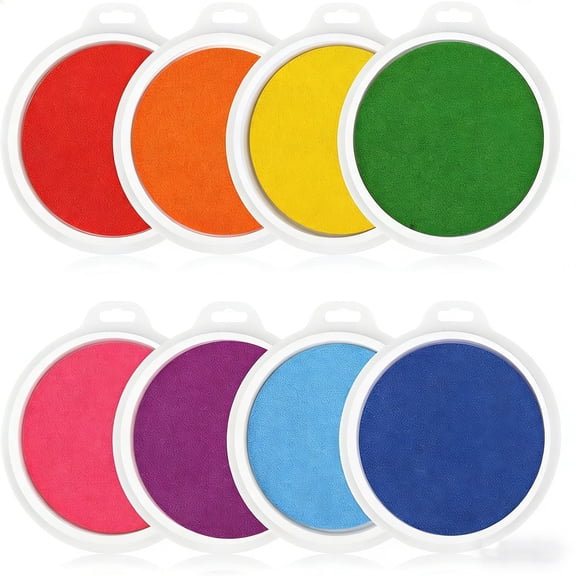 8PCS Large Water Based Inks Finger Painting Stamp Pads for Children Creative Art Activity Safe Washable for Craft Project