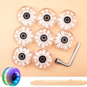 8PCS Luminous Roller Skate Wheels Outdoor Light up Roller Skate Wheels with Bearings Quad for Double Row Skating and Skateboard