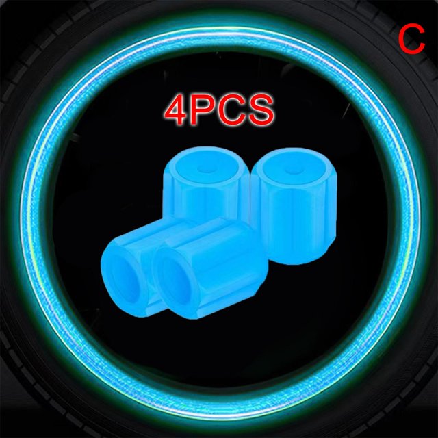 8PCS Luminous Tire Valve Caps Glowing Tire Pressure Cap Universal Fluorescent Car Tire Air Valve