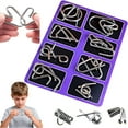 thumbnail image 1 of 8PCS Metal Montessori Puzzles, 3D Metal Puzzle Solving Set, Metal Brain Teaser Puzzles, Challenging Interlocking Iron Wire Puzzle, Logic Thinking Toys for Home Party(Purple), 1 of 8
