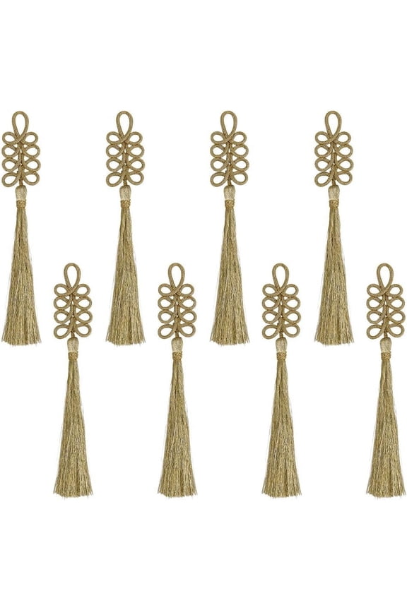 8PCS Mini Craft Tassels Chinese Closure Buttons Tassel Decoration Nylon Knot Tassel Pendant Decoration Tiny Golden Tassels for DIY Cheongsam Cloak Cardigan Costumes Sewing DIY