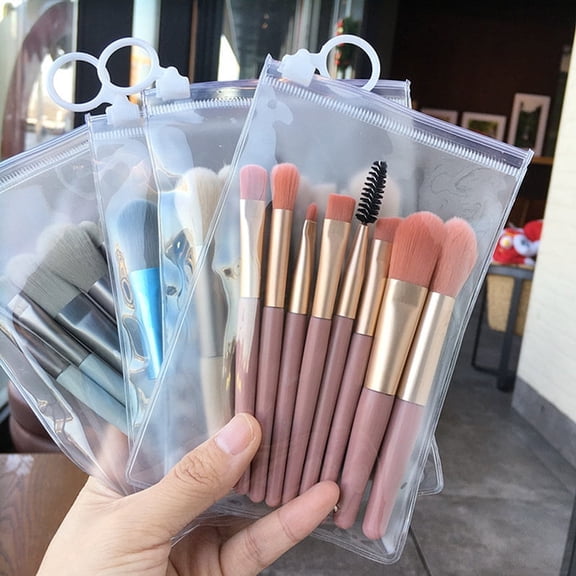 8PCS Mini Pro Makeup Brushes Beginner Matte Wooden Handle Portable Soft Brush