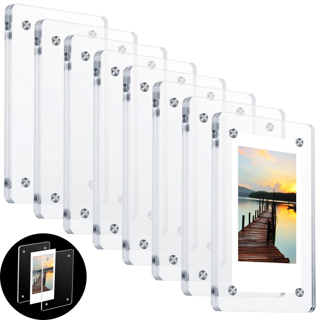 8PCS Mini Refrigerator Magnet Frames, Acrylic Magnetic Photo Frames for Fujifilm Instax Sprocket Film 2x3" Photos, Double Sided Fridge Picture Frames Compatible with Mini 11, 9, 90, Mini Link LiPlay