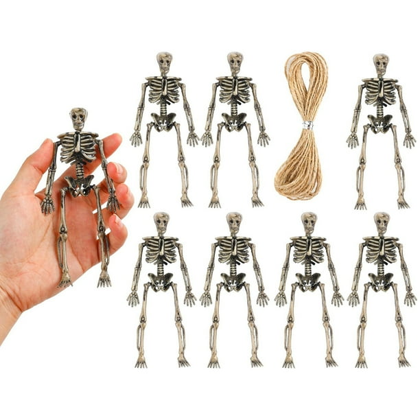 8PCS Mini Skeleton Figurines Small Halloween Skeleton Decor for Indoor