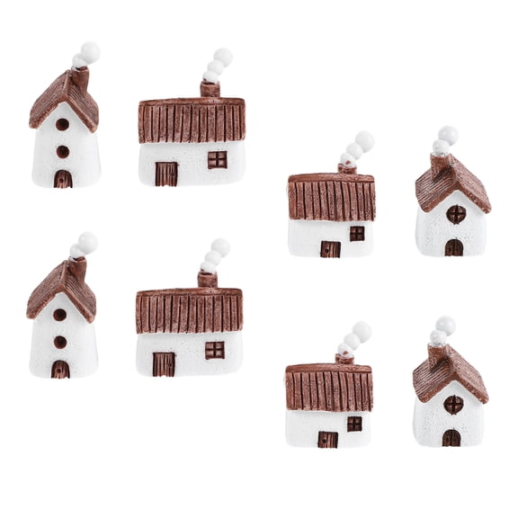 8PCS Miniature House Figurines: Mini Resin House Micro Landscape Decoration - Tiny Village Hut Cottage Fairy Garden Accessories Succulent Terrarium Decor