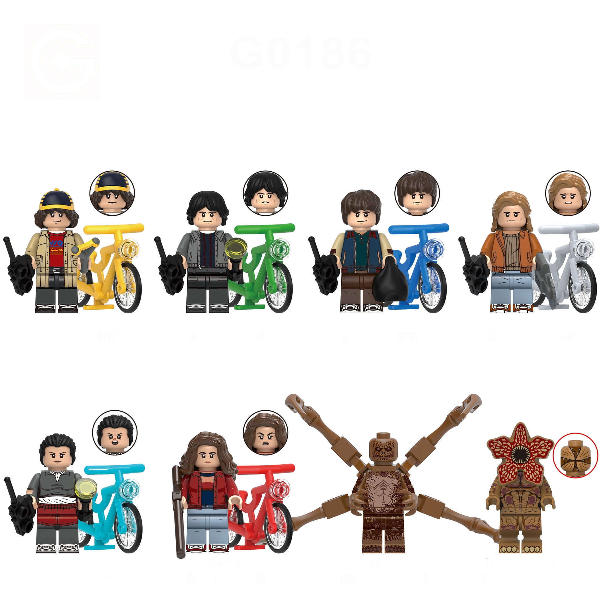 8PCS Minifigures Set Eleven Upside Down Max Hawkins Movies Demogorgon Steve Dustin Mike Will Erica Robin Nancy Building Blocks, Creative Puzzle Toys for Children Christmas Gift Birthday Present