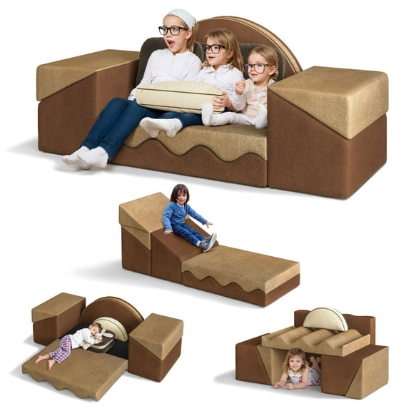 8PCS Modular Kids Play Couch, Couch Kids  Sofa Couch for Playroom Bedroom Living Rooms for Boys and Girls, Toddler Couch