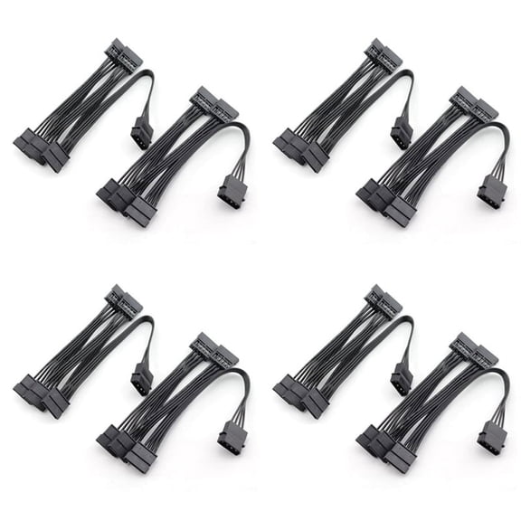 8PCS Molex 4Pin IDE to 5 15Pin Hard Drive Power Supply Splitter Cable for DIY PC Sever 18AWG 4-Pin to 15-Pin Power