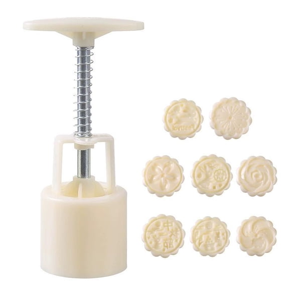 8PCS Moon Cake Mold, Pattern Hand-Pressure Mooncake Molds, DIY Hand Press Cookie Stamps Pastry Tool Moon Cake Maker for Mid-Autumn