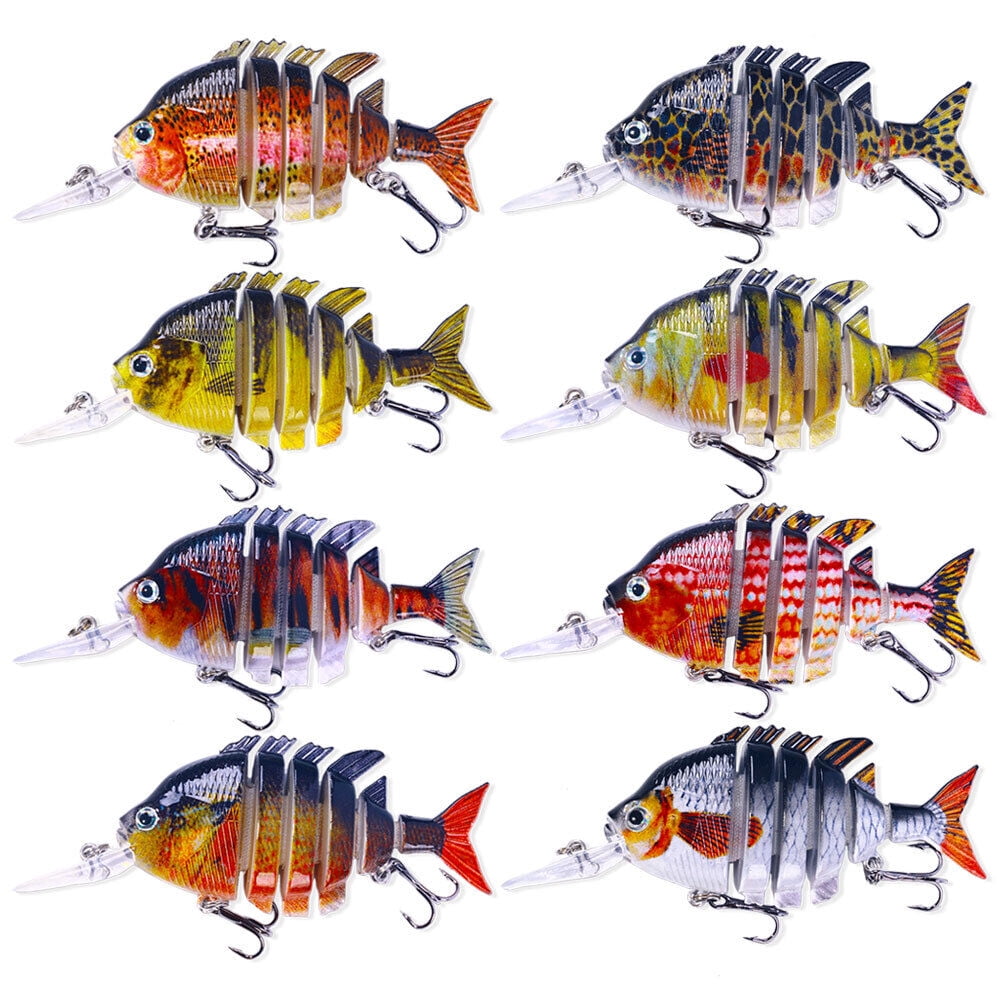 8PCS Multi Jointed Fishing Lures Swimbait Minnow Bait 6 Segment Crankbaits