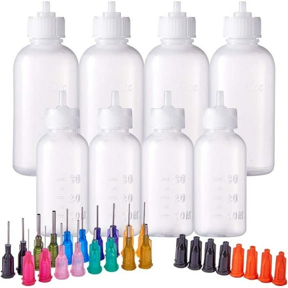 8PCS Multi Purpose DIY Precision Tip Applicator Bottles 1/1.7 Ounce Needle Tip Glue Bottles with 8 Caps and 18 Tips for DIY