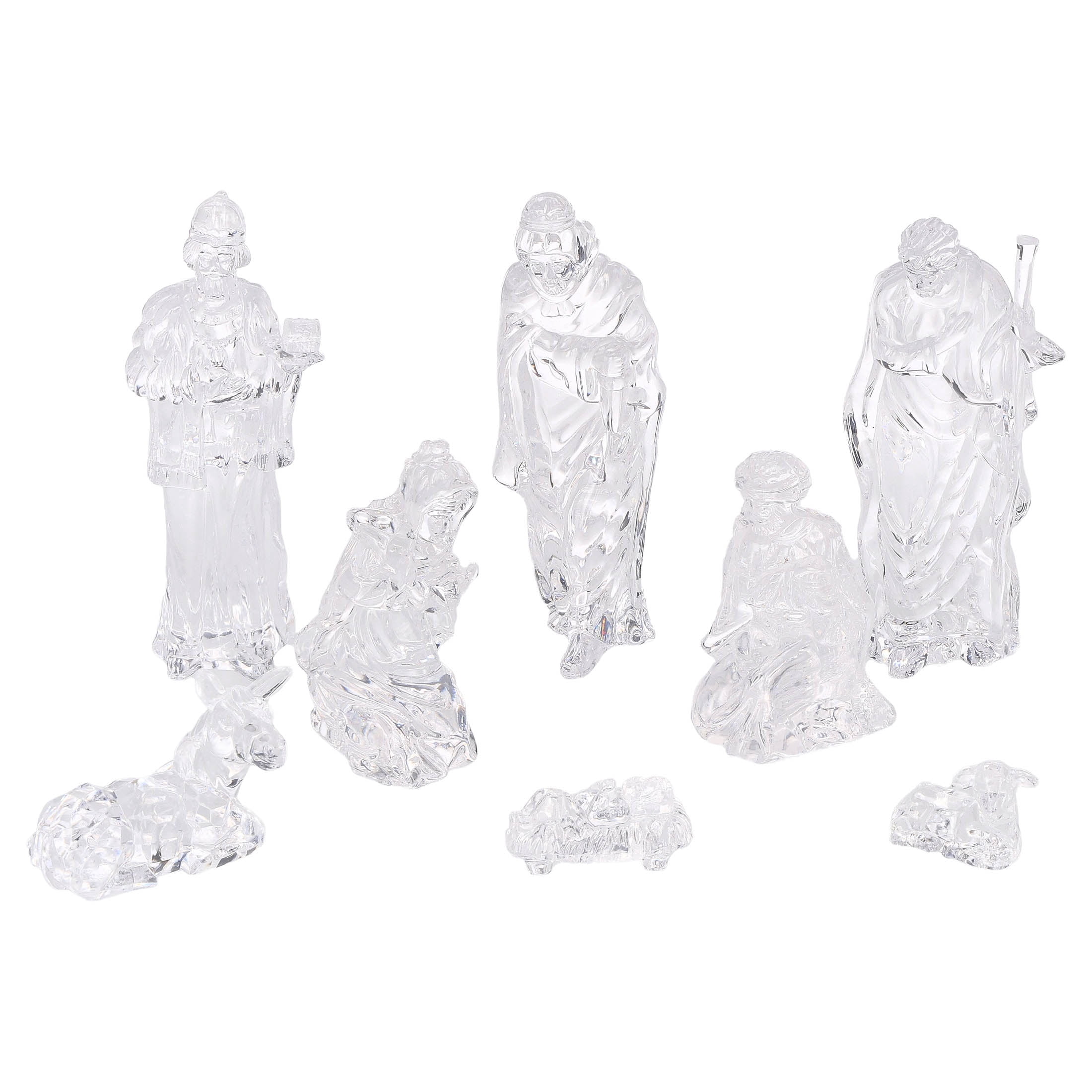 Christmas Indoor Decorative Plastic Clear Nativity Scene Set, 8 Pieces, by Holiday Time