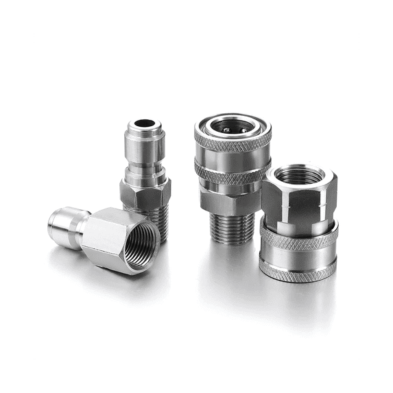 8X 3/8 Inch Stainless Steel Male Female Quick Connector-Silver