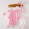 thumbnail image 1 of 8PCS Newborn Outfit Set Baby Boy Girl Tops+Hat+Pants +Bib+Sock Shose+Romper Outfits Set Pink 0-3 Months, 1 of 4