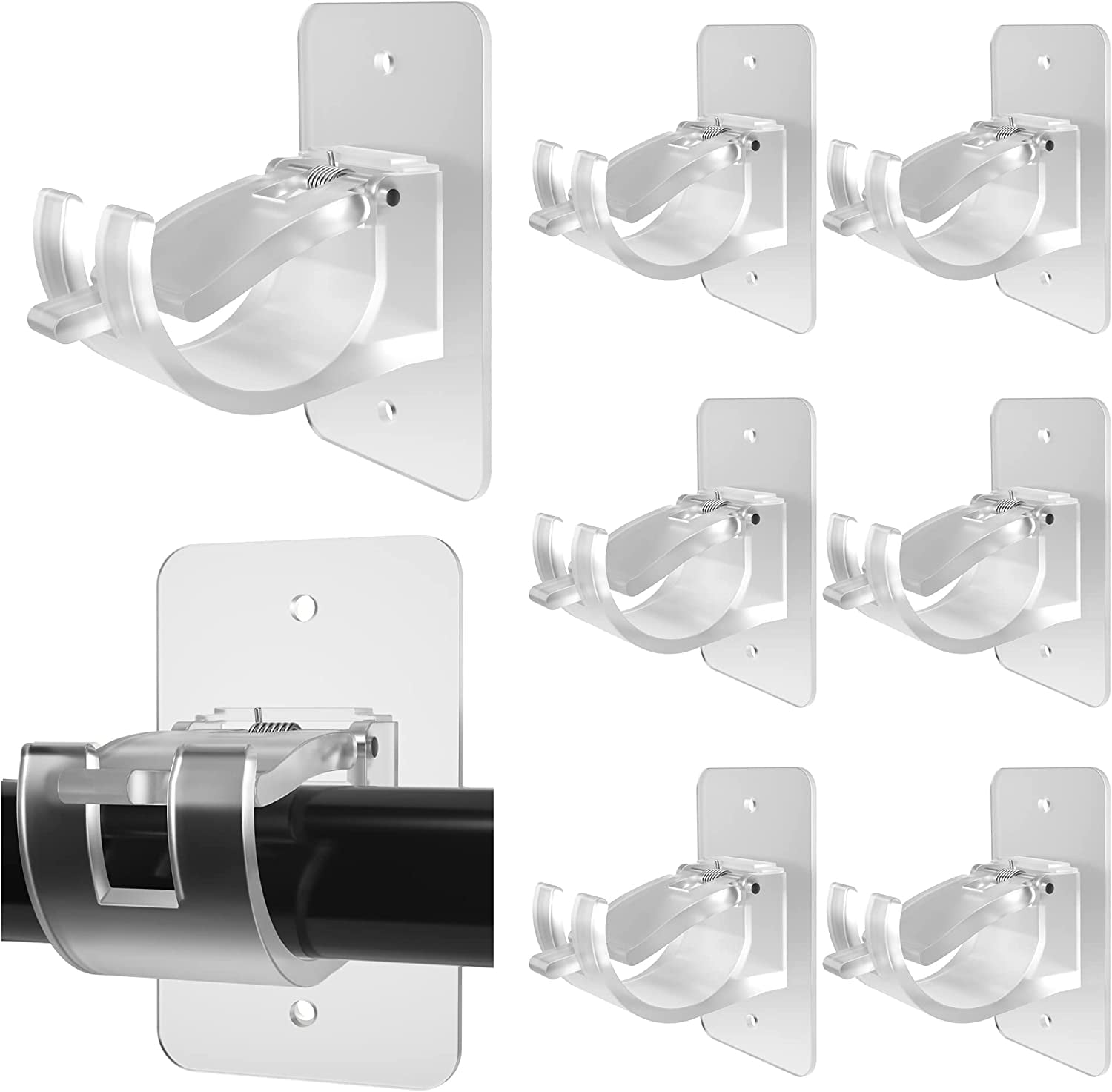 8PCS No Drill Curtain Rod Brackets Upgraded Curtain Rod No Drilling Self Adhesive Curtain Rod