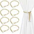 thumbnail image 1 of 8PCS Pearls Buckle Curtain Tiebacks – No Drilling Weave Rope Curtain Holders – Decorative Draperies Tie Backs Holdbacks Straps (Gold), 1 of 5